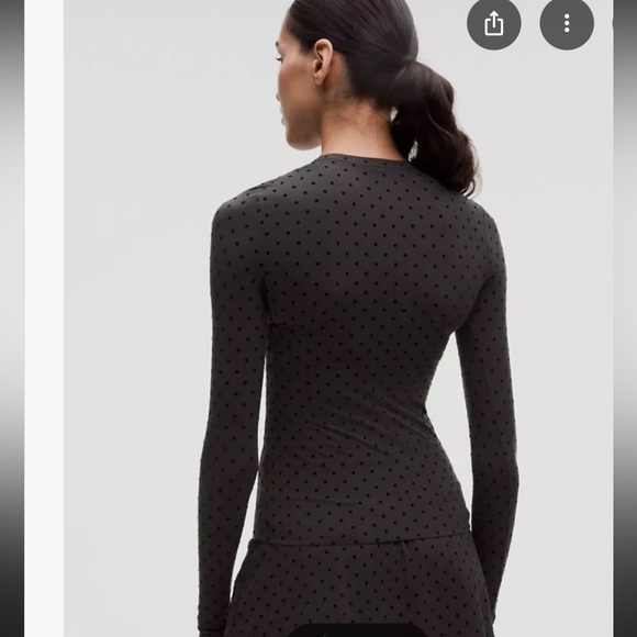 NWT Lululemon Wundermost FLOCKED Ultra-Soft Nulu Crewneck Long-Sleeve Polka Dot - Picture 5 of 5